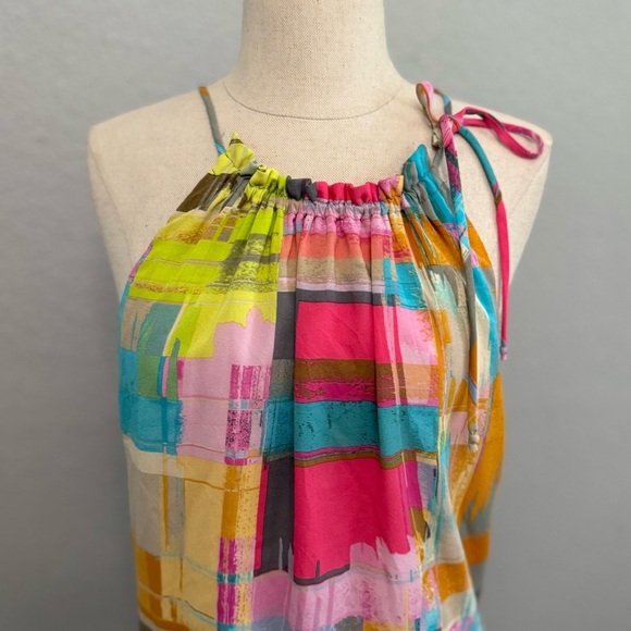 Trina Turk Multicolor Silk Blouse Size Medium Bright Colors - Picture 2 of 5